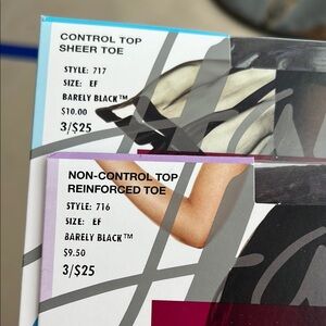 Control Top & Non-Control Top Sheer Toe Hosiery - Barely Black